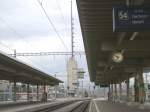 Zrcher Zentralstellwerk gesehen vom Gleis 54, dem S-Bahnhofteil auf dem ehemaligen Gelnde der Sihlpost.