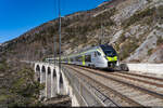 BLS RABe 528 121 / Luogelkinviadukt Hohtenn, 12. Februar 2023<br>
RE Bern - Brig