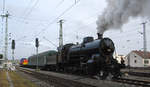 Auf Deutschlandreise: Nachschuss auf die SBB-Historic C 5/6 2978, genannt Gotthard-Elefant, bei der Durchfahrt im Bahnhof Rottendorf auf dem Weg zum Dampflokwerk in Meiningen.