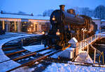 Ein Elefant kehrt heim – Überführung von C 5/6 2978 (SBB Historic) in die Schweiz - Tag 1: C 5/6 2978 auf der Drehscheibe im Bayerischen Eisenbahnmuseum (BEM) Nördlingen.