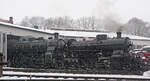 01.04.2022, 18.21 Uhr, BEM Nördlingen:  Im Rahmen der Überführungsfahrt Meiningen-Konstanz übernachtete SBB C 5/6 ( Elefant ) im bayerischen Eisenbahnmuseum Nördlingen.