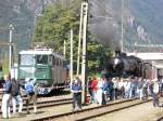 Feierstimmung auf dem Festgelnde in Erstfeld: Am 08.09.2007 steht die Ae 6/6 11402 neben der C 5/6 2978.