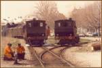 Whrend die Einen rangieren, gnnt sich die zweite Gruppe eine kleine Pause und lsst ihre E 3/3 etwas verschnaufen. Alusuisse Werk Chippis bei Sierre. (Archiv Sommer 1977)

