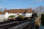 DBB: Der Dampfzug mit der Eb 3/5 5810 /ehemals SBB) auf der Rückfahrt zur Werkstätte Konolfingen nach der allerletzten Aarefahrt Solothurn-Büren vom 6.