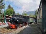 Die Blonay-Chamby Bahn G 2x 2/2 105 ist mit dem ersten Zug der Saison 2022 in Chaulin Musée eingetroffen.