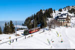 Am 27.02.2022 ist RB H 2/3 17 unterwegs nach Rigi Kulm und konnte hier vor Rigi Staffel aufgenommen werden