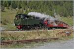 Die DFB HG 4/4 704 erreicht mit dem Dampfzug 133 von  Realp kommend nun das Ziel Oberwald.