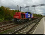 SBB - Lok 843 065-4 mit 1 Güterwagen bei der durchfahrt in Mies am, 2024.10.03