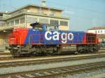 SBB Cargo - Diesellok Am 843 054-8 in Mendrisio am 23.02.2008 .. Foto wurde durch die Scheibe eines Tilo Flirts Gemacht..