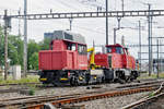 Tm 234 115-4 zusammen mit der Am 841 017-7, durchfahren den Bahnhof Pratteln. Die Aufnahme stammt vom 21.08.2017.