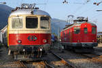 Re 4/4 I 10034 und Re 4/4 I 10009 vor dem OeBB Depot Balsthal am 11.