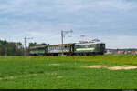 Am 26.04.2021 wurden  historischer  Müll von Swisstrains durch Classic Rail (ex SRT) Re 416 628-6 von Oensingen nach Payerne überführt und konnte hier bei Cugy FR aufgenommen werden.