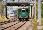 berraschungsgast beim Turnertreffen am 23. Juni 2007. Re 4/4<sup>I</sup> 10028, alias 416 628-6 hat gerade den Bahnhof Frauenfeld Richtung Westen durchfahren (Bitte protestieren, wenn die Kategorie 410 nicht stimmt).