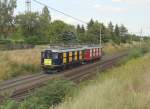 Und noch ein seltenes Gespann hier in der Gegend: Doppelpack Re 4/4 I mit groem Schild  Wir fahren zum Eurostrand  am Stadtrand von Magdeburg, die Fahrt ging Richtung Braunschweig.