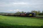 10008 und 10019 der Centralbahn AG sind am 01.05.2010 mit ihrem Rheingold-Zug von Bebra nach Kln hier zwischen Bebra und Altmorschen unterwegs.