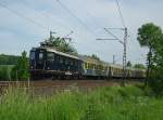 Fuballsonderzug Nr. 2 am 14.05.2011: 10 008 der Centralbahn fr Vfl Wolfsburg nach Hoffenheim. Aufgenommen zwischen Friedland(HAN) und Eichenberg.