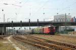 Centralbahn Re4/4 10019 + Re4/4 10008 mit dem Hetzerather in Neuwied am 13.4.2012 