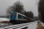 223 066 der Vogtlandbahn und 10019 der Centralbahn am 08.12.2013 mit Rheingold-Sonderzug bei Mitteleinzel Richtung Hof. 