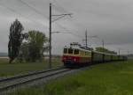 Re 4/4 I 10034 mit einem Sonderzug auf der Rckfahrt von Arbon nach Zrich am 03.05.2014 bei Triboltingen.