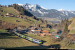 Aufgrund der Aufgabe des Depots Aebimatt und der damit verbundenen Verlagerung des Unterhalts der EW III nach Spiez wurden die EW-III-Pendel im Simmental Mitte Dezember gedreht und verkehren neu mit Lok Seite Zweisimmen. Re 420 504 am 2. Januar 2020 mit einem RE Interlaken Ost - Zweisimmen bei Garstatt.