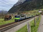 Die Re 420 503 mit einem Sonderzug am 25.04.2012 unterwegs bei Silenen.