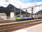 Eine RE 4/4 der BLS im Bahnhof Brig 