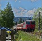 Die Travys Re 4/4 II (UIC 91 85 4 420 503-6 CH TVYS) ex SBB Re 4/4 11119 ereicht mit ihrem Schlerzug 6020 ihre Ziel Le Pont und wird, da heute Mittwoch ist gleich darauf als Regionalzug 6019 nach Le