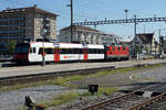 SBB:  SCHNAPPSCHUSS 
Nicht erkennbare Re 4/4 II mit einem nicht erkennbaren DOMINO ABt anlässlich der Bahnhofsdurchfahrt Solothurn-HB vom 7. August 2017 (Aufnahme ab Perron 3, Bildausschnitt Photo Shop).
Foto: Walter Ruetsch