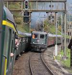 SBB Historic / Eurovapor: Doppeltraktion Elefanten am Gotthard   Währenddem die Fahrgäste des Fotozuges; bestehend aus der SBB Re 4/4 II 11161 und den Wr und A, welcher den Dampfzug