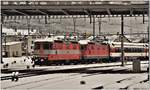 Re 4/4 II 11109 und 11152 in Chur. (28.10.2018)