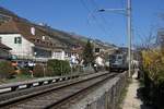 Re 420 330-3 mit dem Holcim Zug beim Passieren der einspurigen Strecke bei Ligerz am 28.