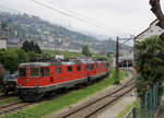 Ein Blick von der öffentlichen Strasse auf das leider für Bahnfotografen nicht zugängliche Areal vom SBB Industriewerk Bellinzona.