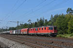 Doppeltraktion, mit den Loks 420 328-7 und 420 334-5, fährt Richtung Bahnhof Rupperswil.