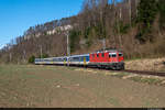 Am 01.04.2021 ist für die EW I Komposition von SBB Re 420 139-8 der letzte Einsatz als S-Bahn Verstärker 17082 von Basel SBB nach Delémont und konnte hier bei Bärschwil aufgenommen