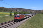 11144 mit dem IC 185 (Stuttgart Hbf - Zürich HB) bei Jestetten 17.4.22