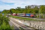 SBB Cargo Re 420 344 / Muttenz, 29. April 2023<br>
Trafotransport Birsfelden Hafen - Ambrì-Piotta