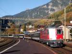 Re 4/4 II 11210 mit IR bei der Einfahrt in Faido am 4.1.2007