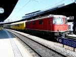 SBB - Re 4/4 11140 mit Messwagen X TELECOM und Steuerwagen Dt im Bahnhof von Zug am 08.05.2008