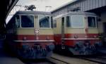 Re 4/4 II TEE 11252 und Re 4/4 II TEE 11253 in Genf etwa 1974