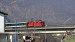 Eine Brcke bei Giornico passiert die Re 4/4  11299 mit einem IR am 12.03.2010.