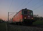 Im letzten Abendlicht konnte ich in Tgerwilen noch Re 4/4 11302 mit dem IR 34678 (Konstanz-Zrich HB) erwischen, der den ausgefallenen IR 9078 (Konstanz-Biel/Bienne) ersetzte.