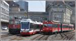 Nebenbahnhof St.Gallen mit Re 4/4 II 11171, TB Be 4/8 33 und AB BDeh 4/4 13.