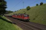 Re 4/4 II 11325 und Re 4/4 III 11363 mit einem Tankzug am 2.8.11 in Mumpf.