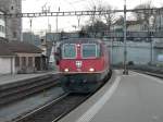 SBB - Re 4/4 11212 bei der einfahrt in den Bahnhof Schaffhausen am 01.03.2012