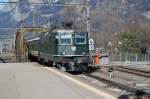 Die grnen sind rar geworden.Im Bestand der SBB sind noch vier grne Re 4/4 II zu finden,hier die grne Re 4/4II 11161 mit dem Rheintal Express(REX)nach Chur,bei der Einfahrt in Landquart.21.03.12