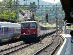 SBB - Re 4/4 11126 mit Schnellzug bei der durchfahrt im Bahnhof Liestal am 15.06.2012