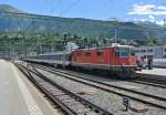 Der IR 2819 wird soeben aus dem Abstellfeld in den Bahnhof rangiert, um anschliessend durch den Simplontunnel nach Domodossola (Italien) zu fahren.