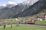 Re 4/4 II 111XX mit Interregio am 25.04.2012 in Silenen