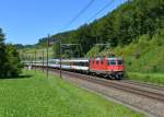 Re 4/4 11217 mit einem IR nach Locarno am 27.08.2012 bei Tecknau.