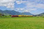 SBB Messzug am Gotthard: Heute verkehrte ein Messzug Bern-Olten-Luzern-Gotthard-Biasca und zurück; im Bild ist der Pendel bei der Hinfahrt bei Steinen: Re 4/4 II 11198, X 60 85 99-90 108-9, X 60